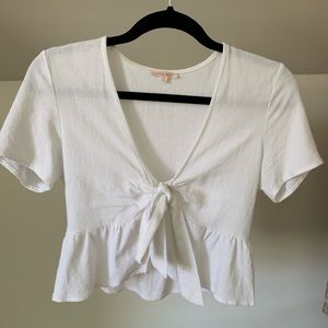 RARE white Lottie Moss linen front tie top